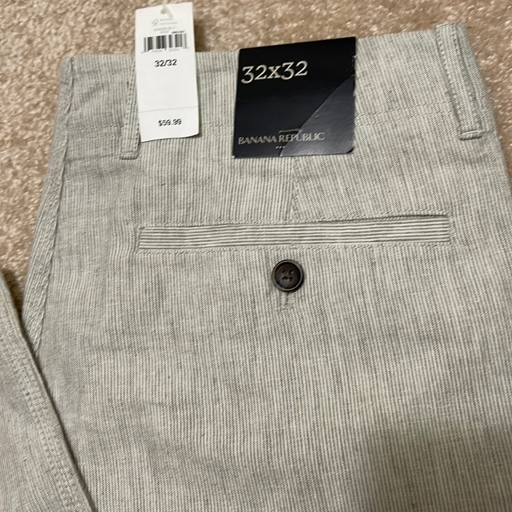 BNWT 32x32 Banana Republic - Summer Trousers - Tan Pattern - linen/cotton